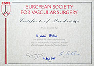 certificate European Society of Vascular Surgery
